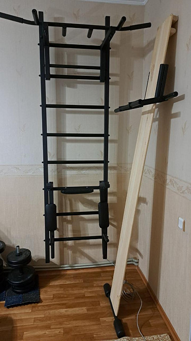 Профилактор доска для спины позвоночника тренажер шведская стенка черная оздоровительная ЛФК турник брусья Каменское - изображение 2