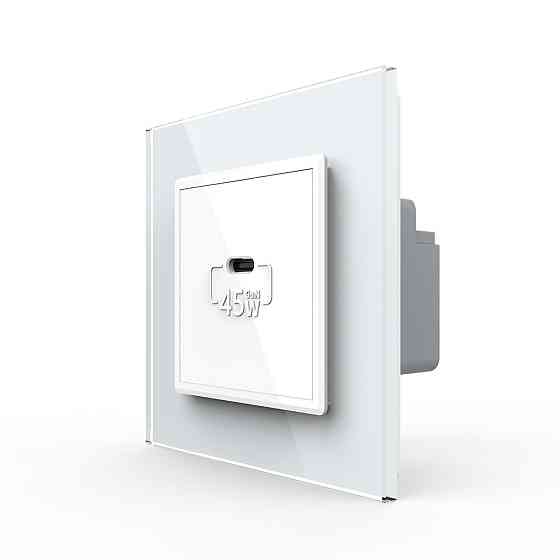 Розетка USB Type-C з Power Delivery 45W Livolo білий (VL-C7-FCUC-2WP) Коломыя