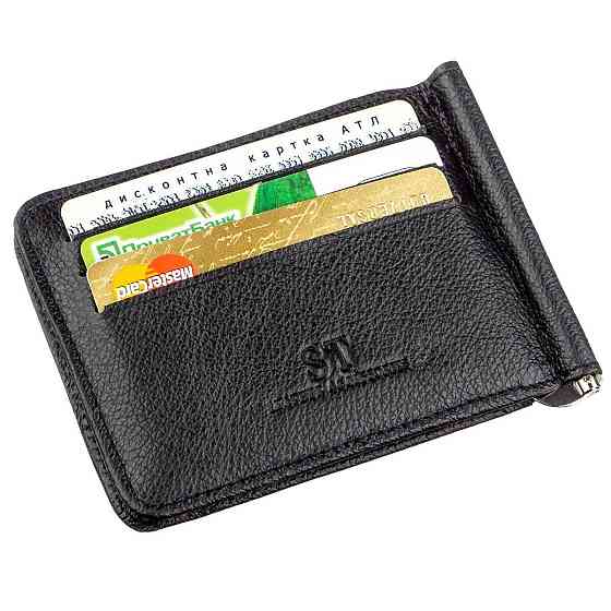 Шкіряний чоловічий Затискач на магніті ST Leather 18937 Чорний Київ