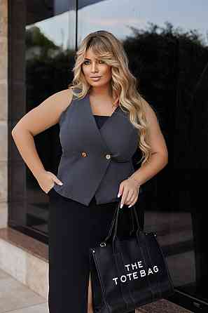 Стильний жіночий жилет "Voice" | Батал Графіт, 54-56 Київ