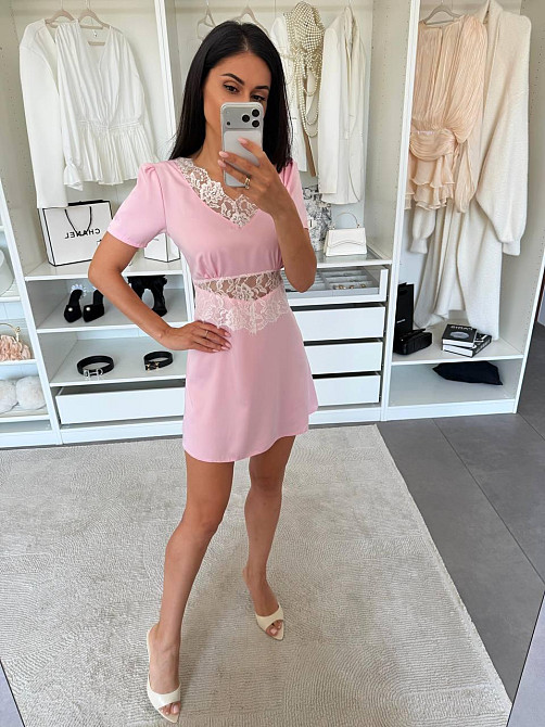 Женское роматическое вечернее платье плотный шелк дабл армани с кружевом Розовый, 42/44 Одесса - изображение 6