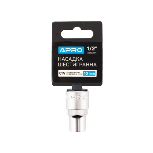 Насадка шестигранна 1/2" 10 мм CrV APRO Житомир - фото 1