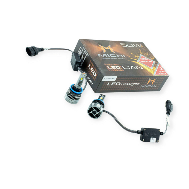 Автолампа H11 12V-24V MICHI Can 50W 5500K 5300L з обманкою радіатор з вентилятором LED Мукачево - фото 1