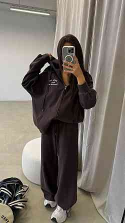 Жіночий прогулянковий костюм-двійка: кофта та штани з турецької двонитки Шоколад, 42/44 Одеса