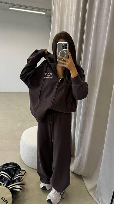 Жіночий прогулянковий костюм-двійка: кофта та штани з турецької двонитки Шоколад, 42/44 Одеса - фото 3