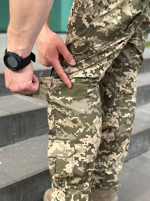 Військові чоловічі посилені штани з наколінниками піксель, польові штани ріп стоп для ЗСУ весна літо осінь Львів - фото 6