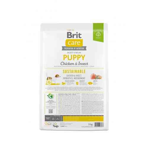 Корм сухий Brit Care Dog Sustainable Puppy для цуценят з куркою та комахами 3 кг Киев