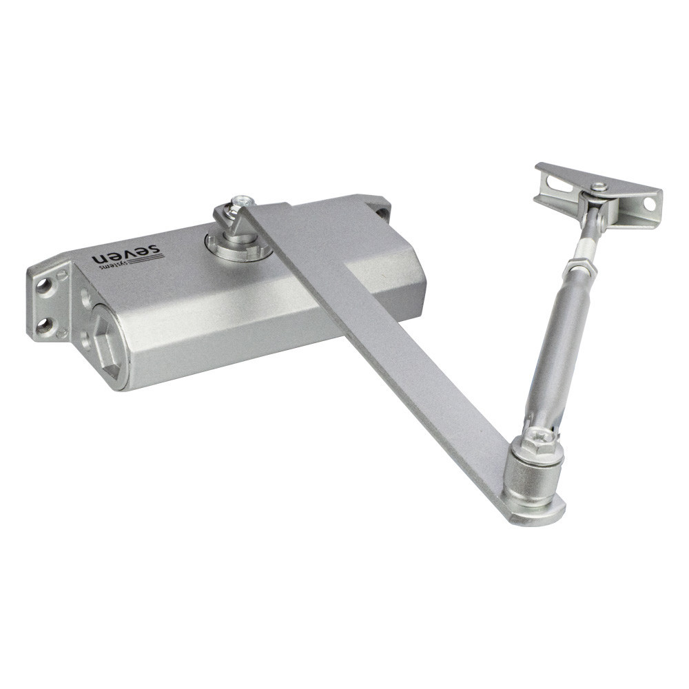 Доводчик дверей 40-65 кг SEVEN DC-7742HP silver (механізм фіксації дверей) Київ - фото 9