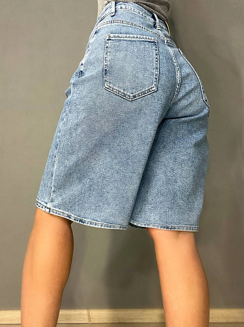 Шорти жіночі джинсові Liana 4-002 бермуди класичні середня довжина до колін стрейчеві блакитні, блакитний, 30, 30, 78 см, 107 см Київ - фото 13