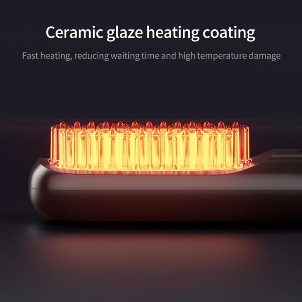 Бездротова щітка-випрямляч для бороди BRAVION T8, 160–200°C, MCH, іонізація, LCD-дисплей, Type-C Київ - фото 6