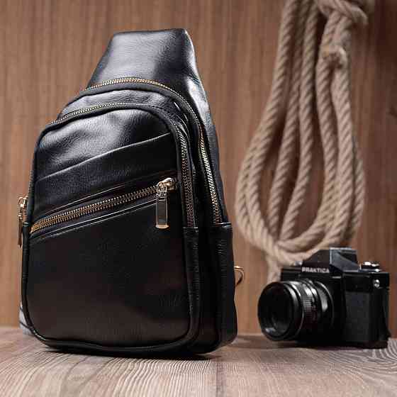 Цікава жіноча сумка з однією лямкою через плече з екошкіри Чорний (Vintage) Київ