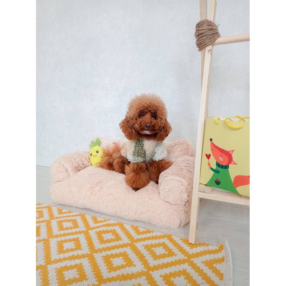 Меховой диван лежак для собак и кошек спальное место для животных съемны Incor бежевый 10079 L (100х60х30) Киев - изображение 5