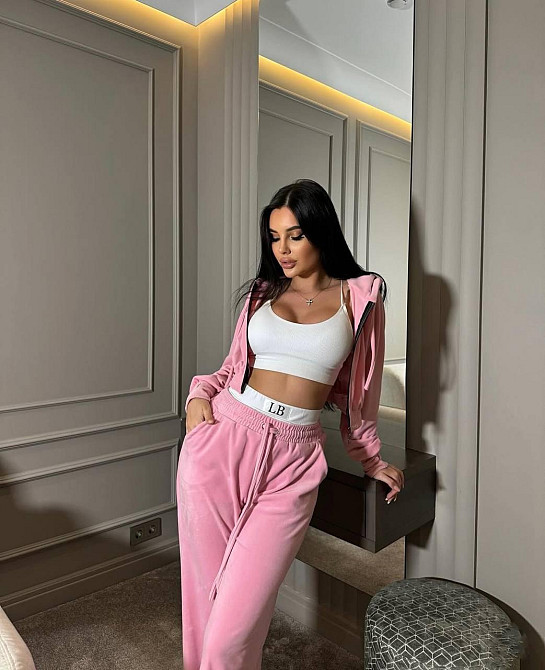 Жіночий прогулянковий костюм-трійка: кофта топ і штани велюр + мікродайвінг Рожевий, 46/48 Одеса - фото 3