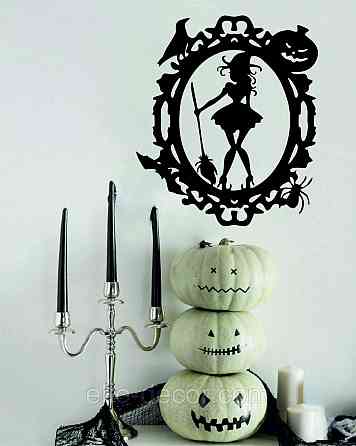 Декоративное настенное Панно «Ведьма с веником», Декор на стену 90*77 см, Черный Киев