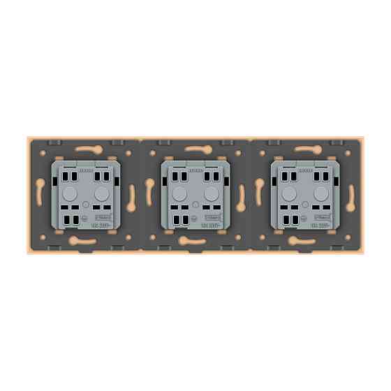 LIVOLO Розетка тримісна універсальна Livolo золотий скло (VL-C7FCT22-6AP) Коломия