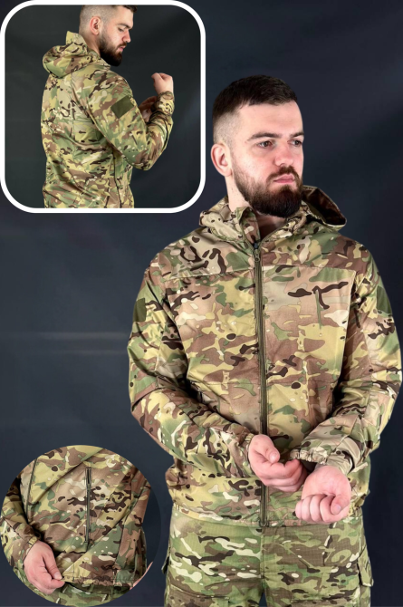 Армейская мужская тактическая мембранная куртка ветрозащитная водонепроницаемая мультикам куртка WAR Львов - изображение 1