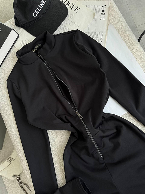 Женский утепленный облегающий комбинезон на молнии в черном цвете микродайвинг на флисе Одесса - изображение 3