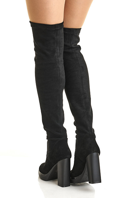 Ботфорти жіночі з натуральної замші демісезонні весна-осінь чорні на підборах 12 см. р. 38, 40 Коломыя - изображение 2