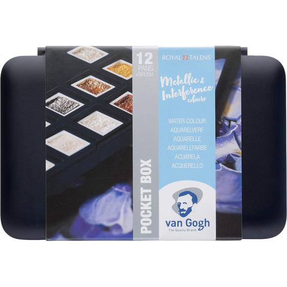 Набір акварельних фарб VAN GOGH Pocket box SPECIALTY 12 кювет+пензлик Royal Talens Київ