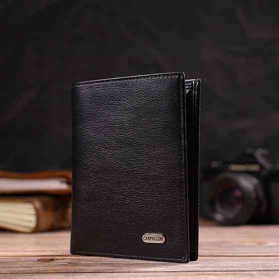 Чоловічий гаманець вертикального формату з натуральної шкіри CANPELLINI 21753 Чорний Київ