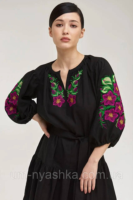 Жіноча вишита сукня, чорна вишиванка жіноча Квітковий сад Кривий Ріг - фото 5