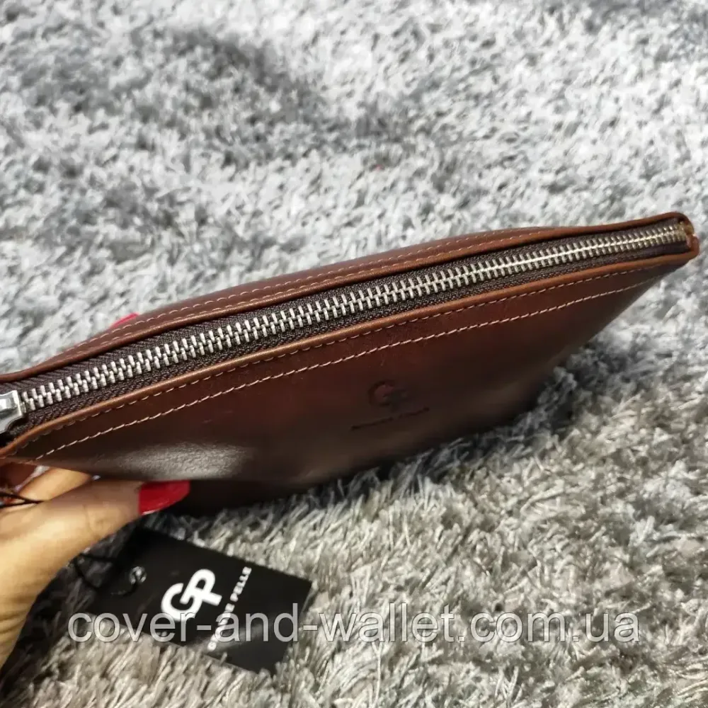 Стильна жіноча шкіряна косметичка коричневого кольору Grande Pelle Київ - фото 3