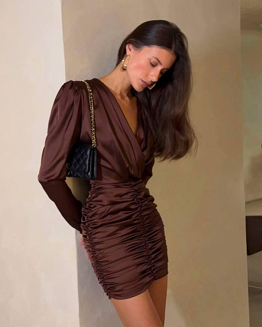 Женское элегантное привлекательное платье из шелка армании. Шоколад, 46/48 Одесса - изображение 2