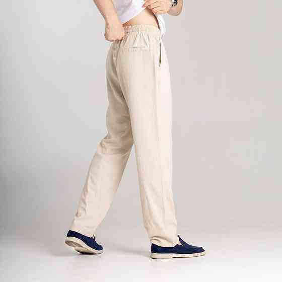 Мужские льняные брюки свободного кроя бежеві Pobedov Chill Киев