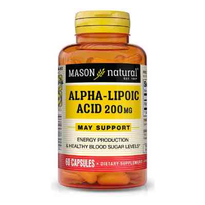 Аминокислота Mason Natural Альфа-липоевая кислота 200 мг, Alpha Lipoic Acid, 60 капсул (MAV16245) Винница