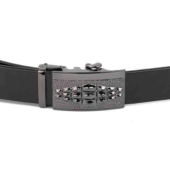 Ремінь чоловічий з пряжкою автомат і силуетом під екзотику Vintage 20300 Чорний Київ