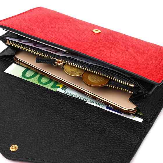 Комбинированное женское большое портмоне из натуральной кожи Tony Bellucci 21974 Красный Киев