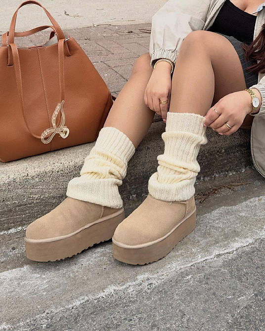 Женские трендовые гетры без пяток полушерсть Молочный Одесса - изображение 2