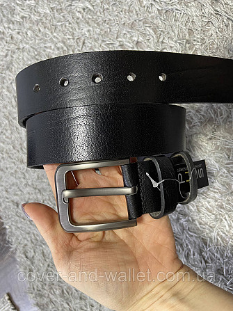 Мужской джинсовый кожаный ремень черного цвета ST Leather Киев - изображение 8