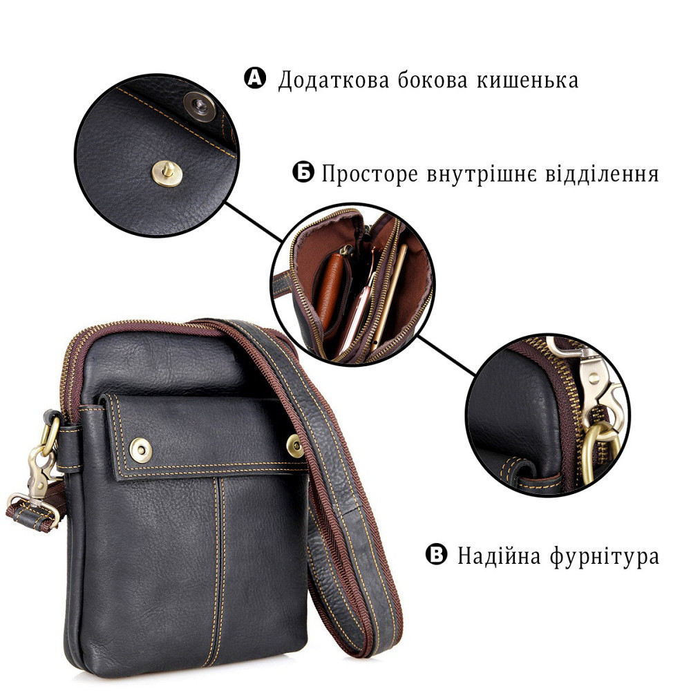 Сумка чоловіча Чорна (Vintage) Київ - фото 18