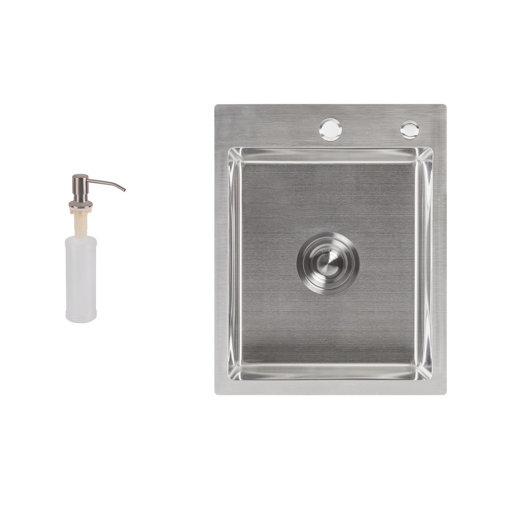 Мийка для кухні інтегрована Lidz Handmade H4050 (LDH4050BRU39258) Brushed Steel 3,0/1,0 мм Київ - фото 10