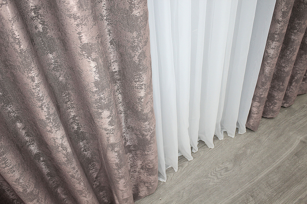 Комплект готовых штор VR-Textil Жаккард Sultan YL № 1210ш Серо-пудровый 100х270 см 2 шт (31-482) Киев - изображение 7