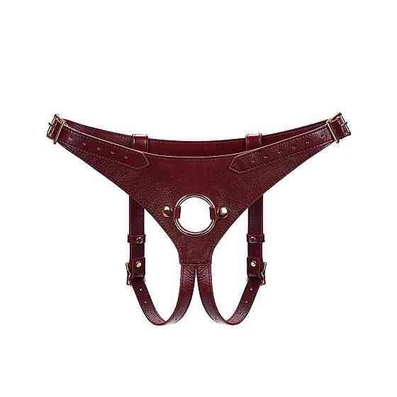 Шкіряні трусики для страпона Liebe Seele Wine Red Strap on Harness, універсальний розмір Sex Aura Київ