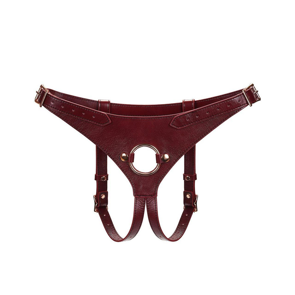 Кожаные трусы для страпона Liebe Seele Wine Red Strap on Harness, универсальный размер Sex Aura Киев - изображение 1