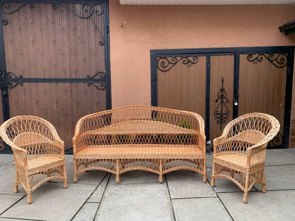 Плетені меблі з лози з великим диваном (200 довжина) Київ - фото 2