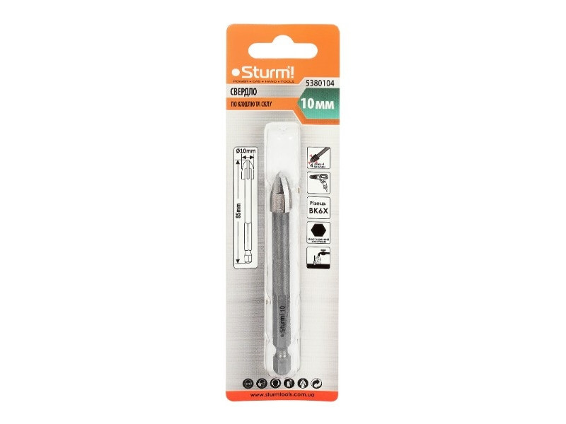Свердло для скла та кахлю Sturm 5380104, 10 мм (містить опис) Рівне - фото 1