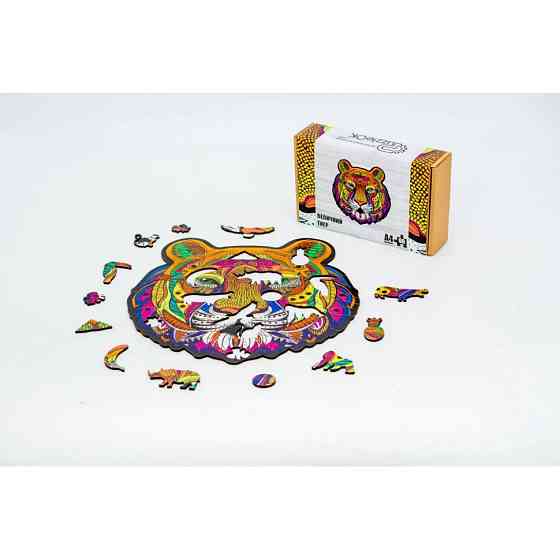 Фігурний дерев'яний пазл A4 Величний Тигр PuzA4-01721, 66 деталей Вінниця