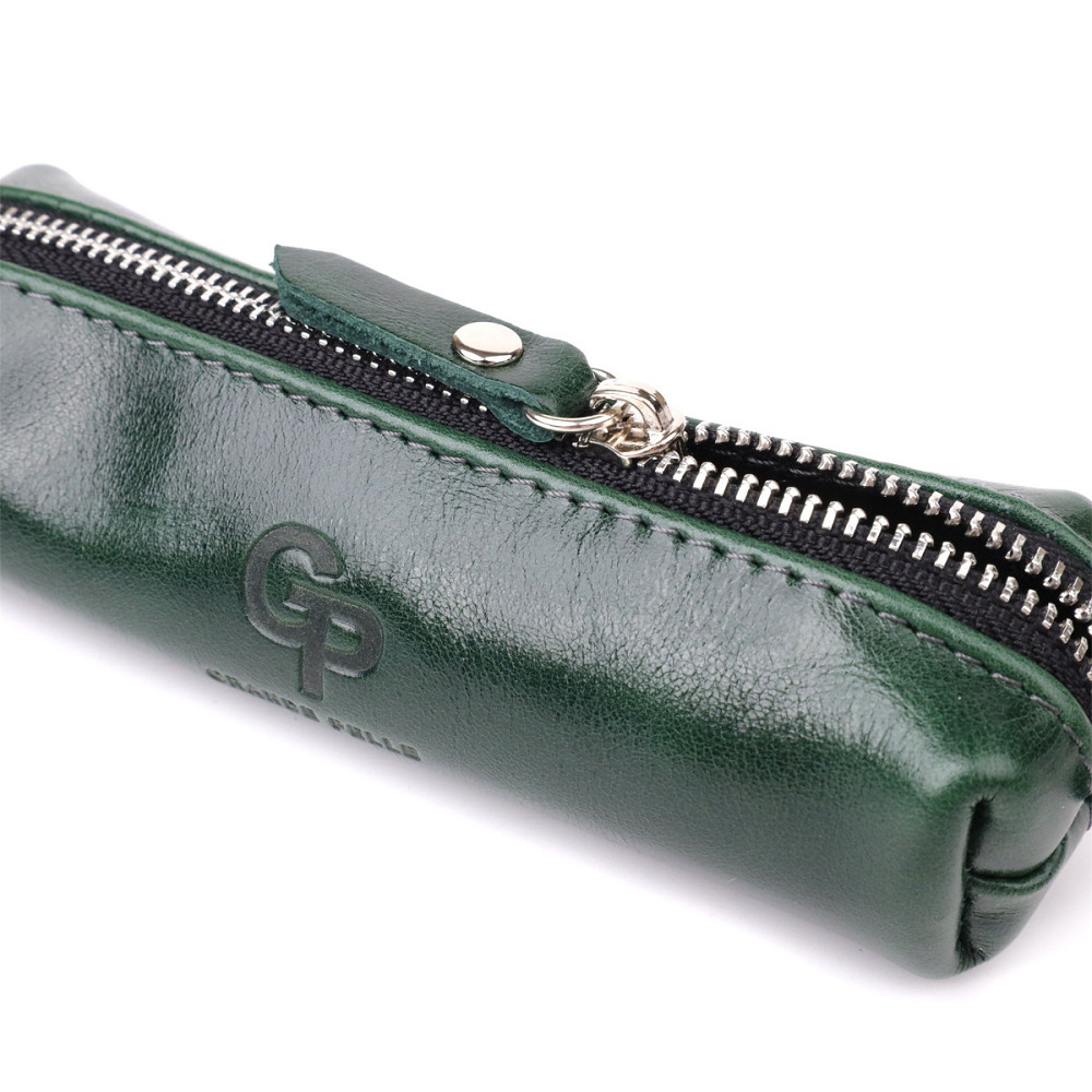 Практичная ключница из натуральной гладкой кожи GRANDE PELLE 22943 Зеленый Киев - изображение 6