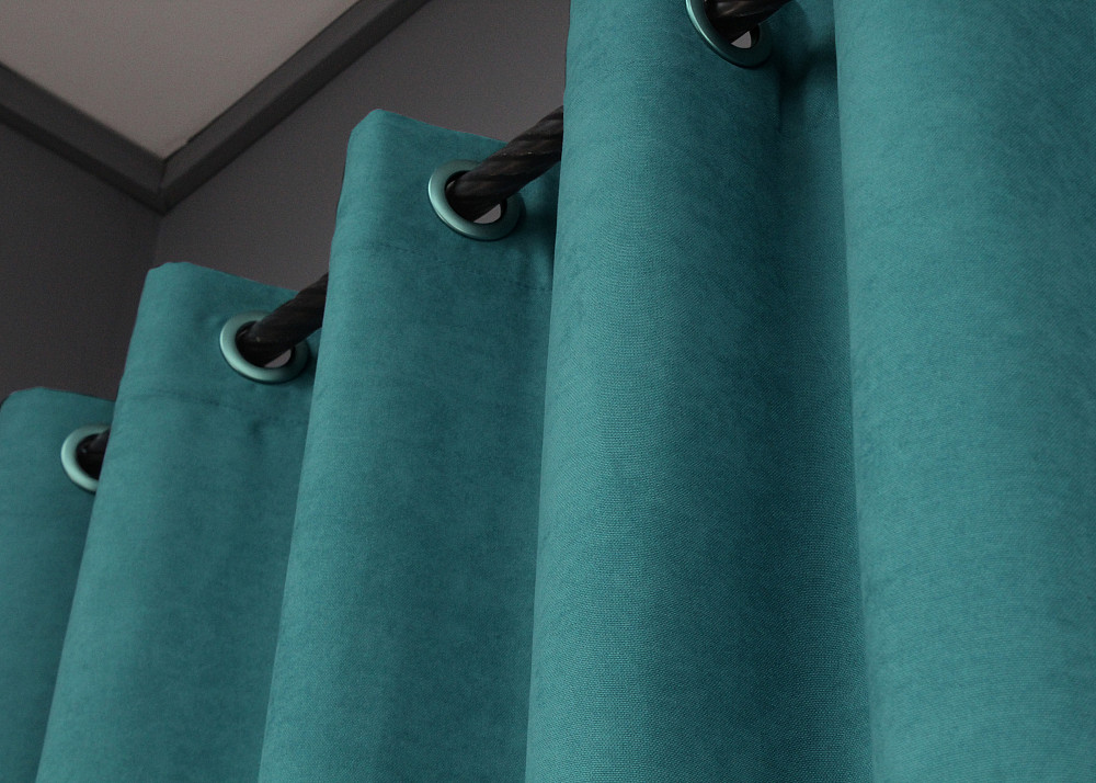 Комплект штор на люверсах VR-Textil Микровелюр Petek № 1492ш Бирюзовый 150х270 см 2 шт (37-0167) Киев - изображение 8