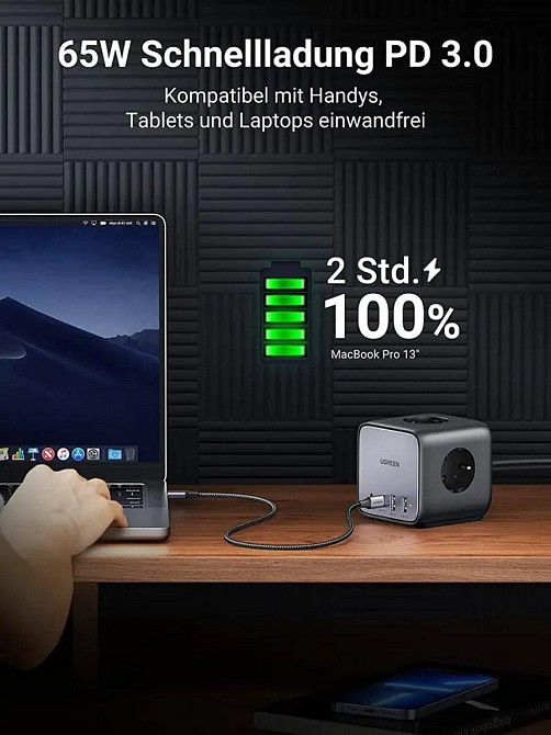 Сетевое зарядное устройство UGREEN CD268 65W DigiNest Cube UGR-60113 Одесса - изображение 4