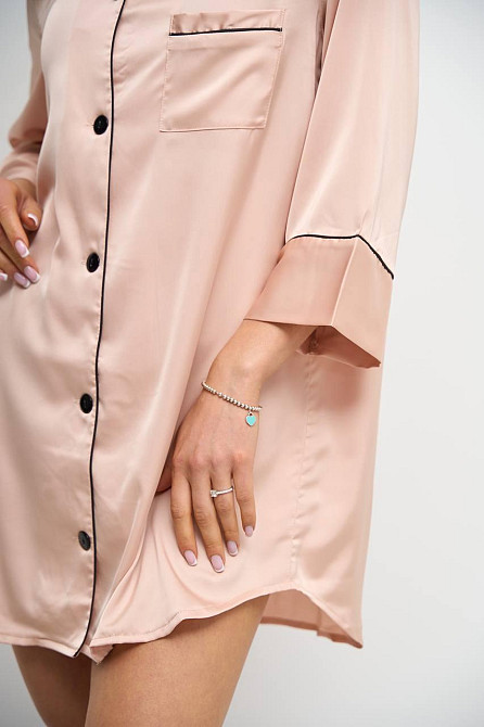 Женская ночная рубашка удлиненная шелковая Кремовый S Харьков - изображение 8