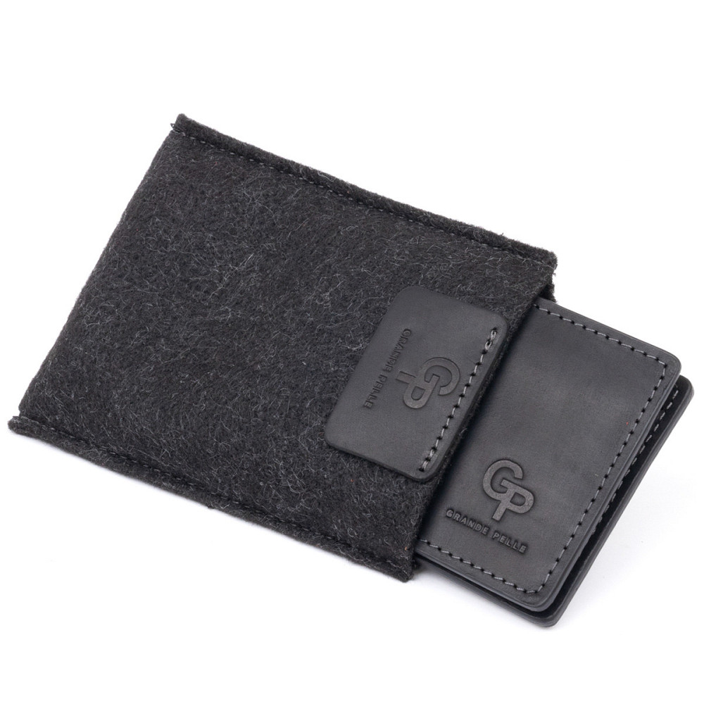 Стильне портмоне з затискачем для грошей без застібки Чорне (GRANDE PELLE) Київ - фото 1