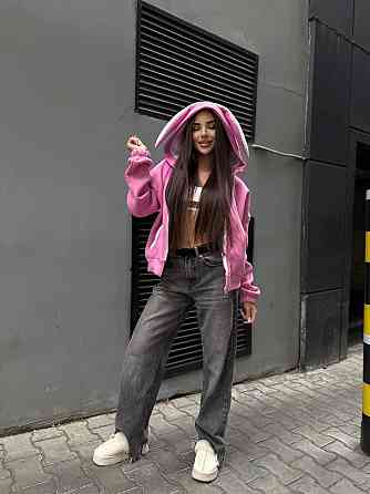 Женская стильная тощая с ушками тренить на флисе Розовый Одесса