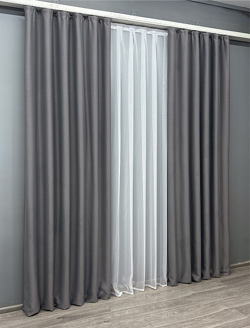 Комплект готовых штор VR-Textil Bagema Rvs № 1244ш Серый 100х270 см 2 шт (31-495) Киев - изображение 4