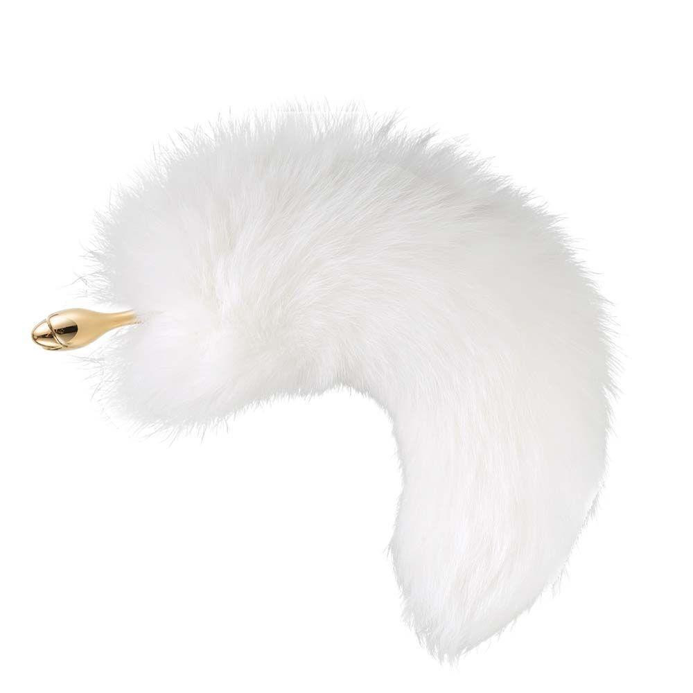 Металлическая анальная пробка Лисий хвост LOCKINK SEVANDA White Fox-Tail Anal Rose-shape Plug Sex Aura Киев - изображение 2