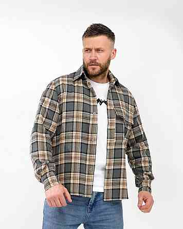 Чоловіча повсякденна картата сорочка турецький котон фланель Графіт, 48 Одеса